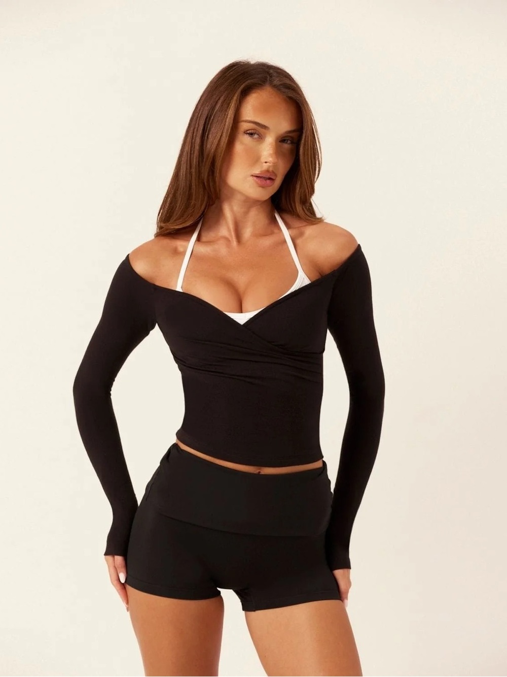 CSB Black Form Invisible Scrunch Fold Over Shorts 3"
